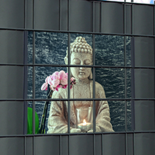 M-tec Zaunfenster | Buddha Motiv