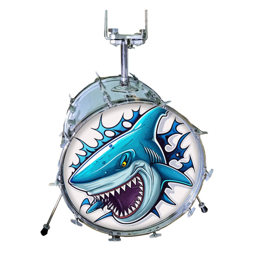 M-tec print® Bass Drum Fell - Wild Shark