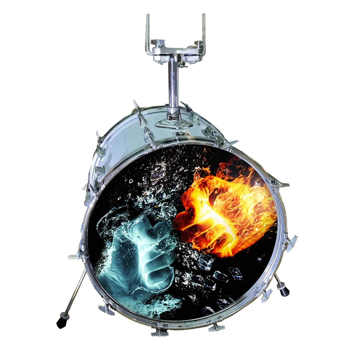 M-tec print® Bass Drum Fell - Motiv "Fire & Ice"