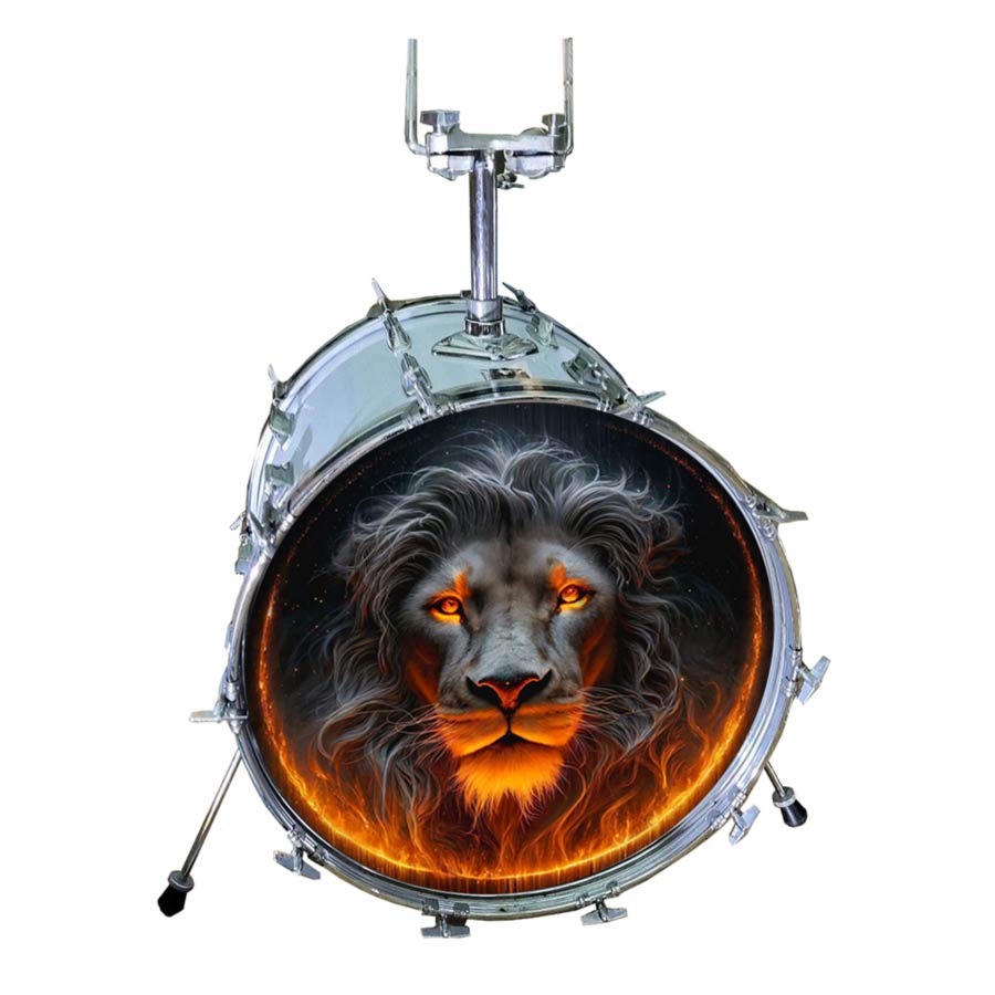 M-tec print® Bass Drum Fell - Wild Lion