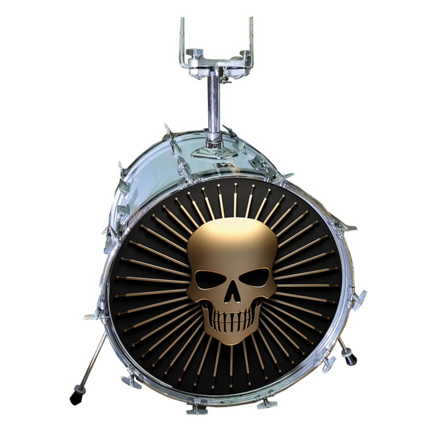 M-tec print® Bass Drum Fell - Golden Skull