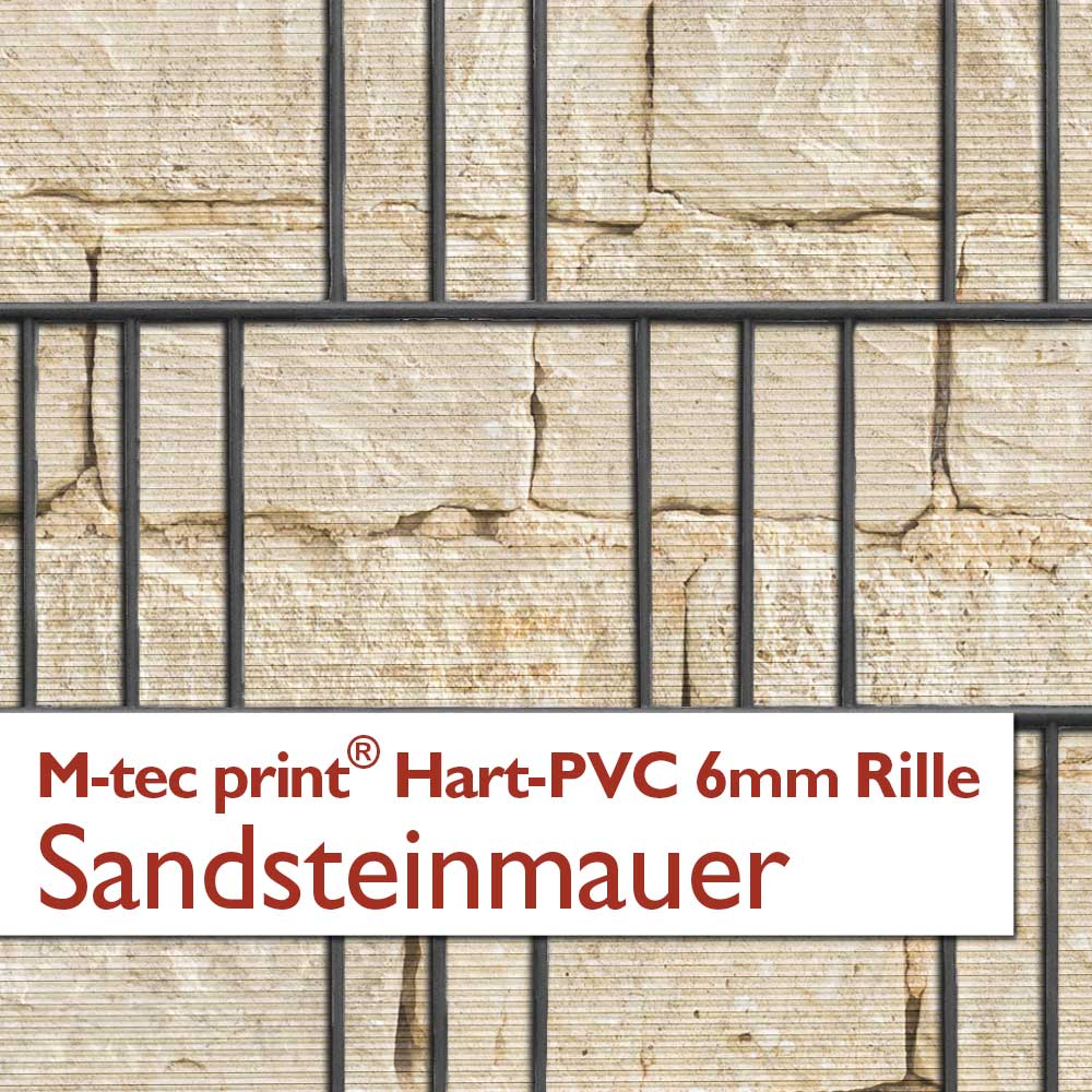 "M-tec print®" Hart-PVC 6mm Rille - Sandsteinmauer