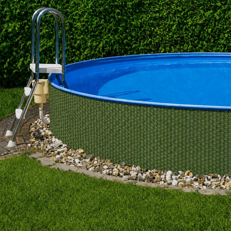 Rattan Pool Verkleidung gruen auf Maß Zugeschnitten