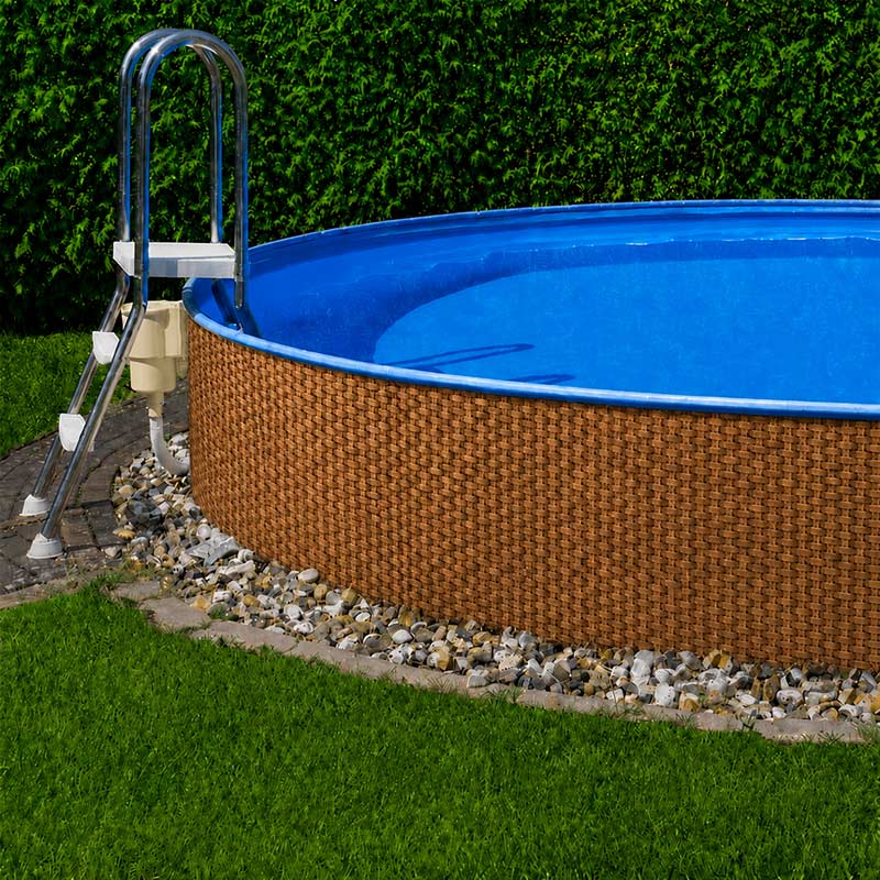 Rattan Pool Verkleidung Umrandet in Honigbraun im Sondermaß  