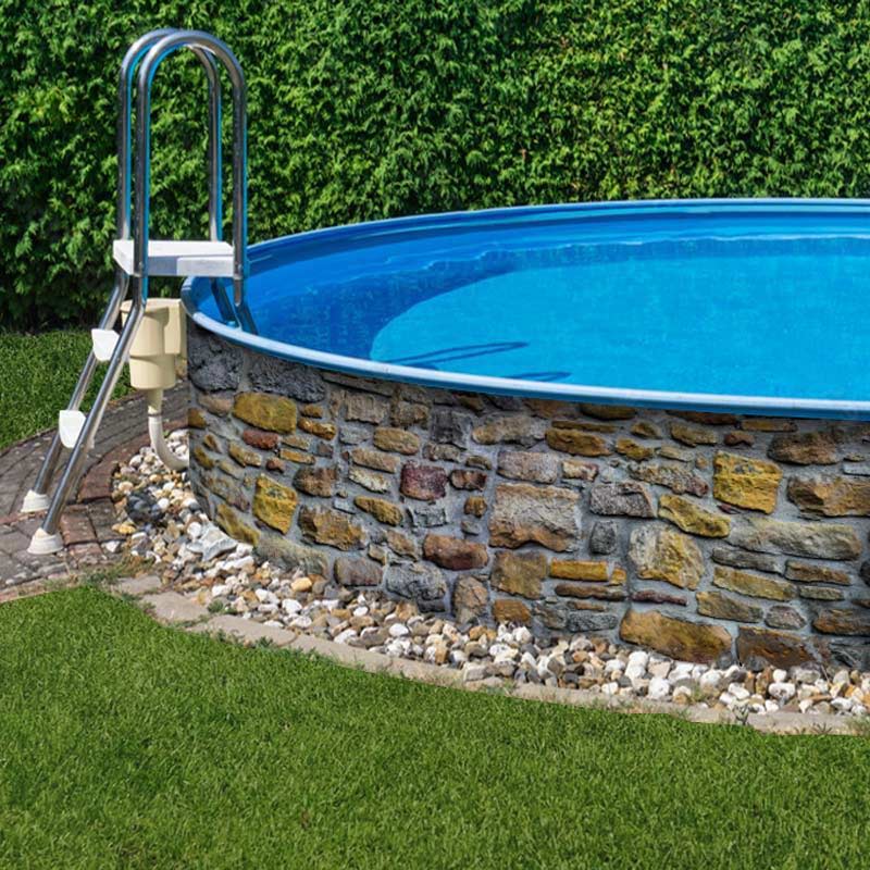 Bild Druck Poolumrandung Steinmauer "Normandie"