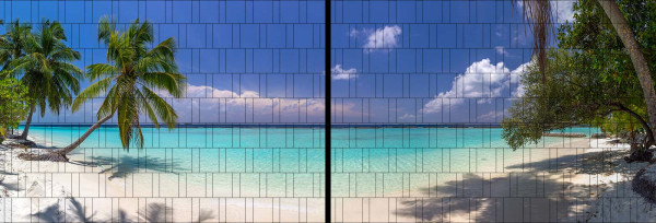 Palmenstrand XL - Fotodruck Panorama Zaunmotiv