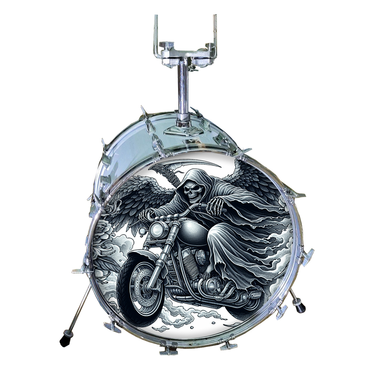 M-tec print® Bass Drum Fell - Rockin' Reaper