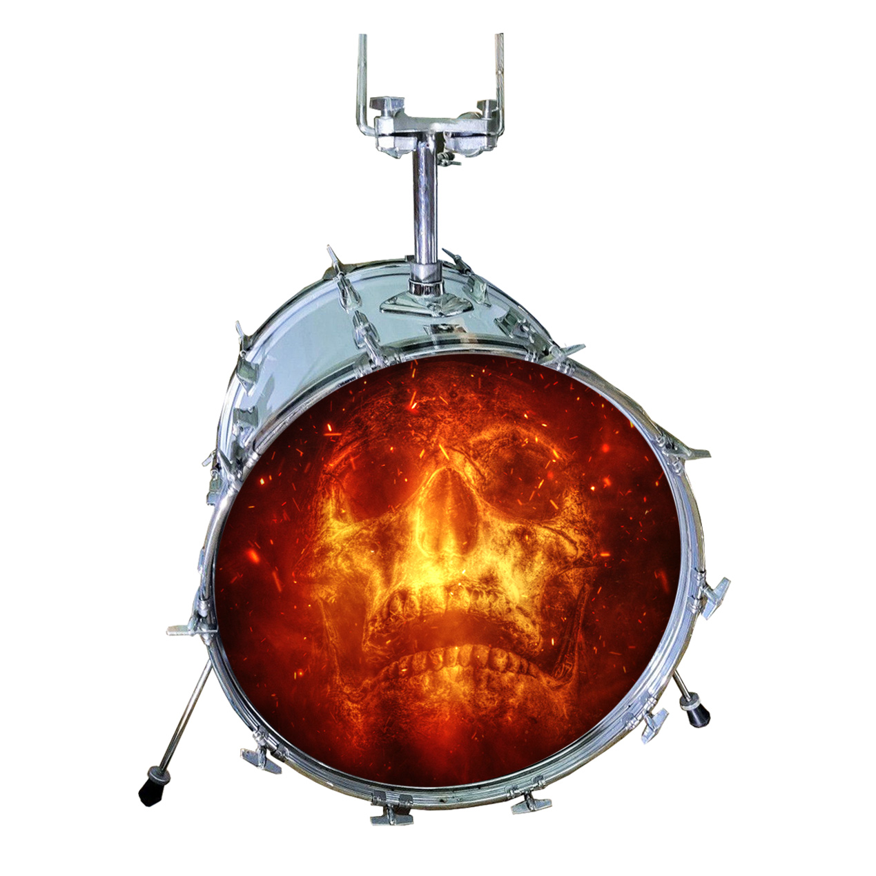 M-tec print® Bass Drum Fell - Flame Skull