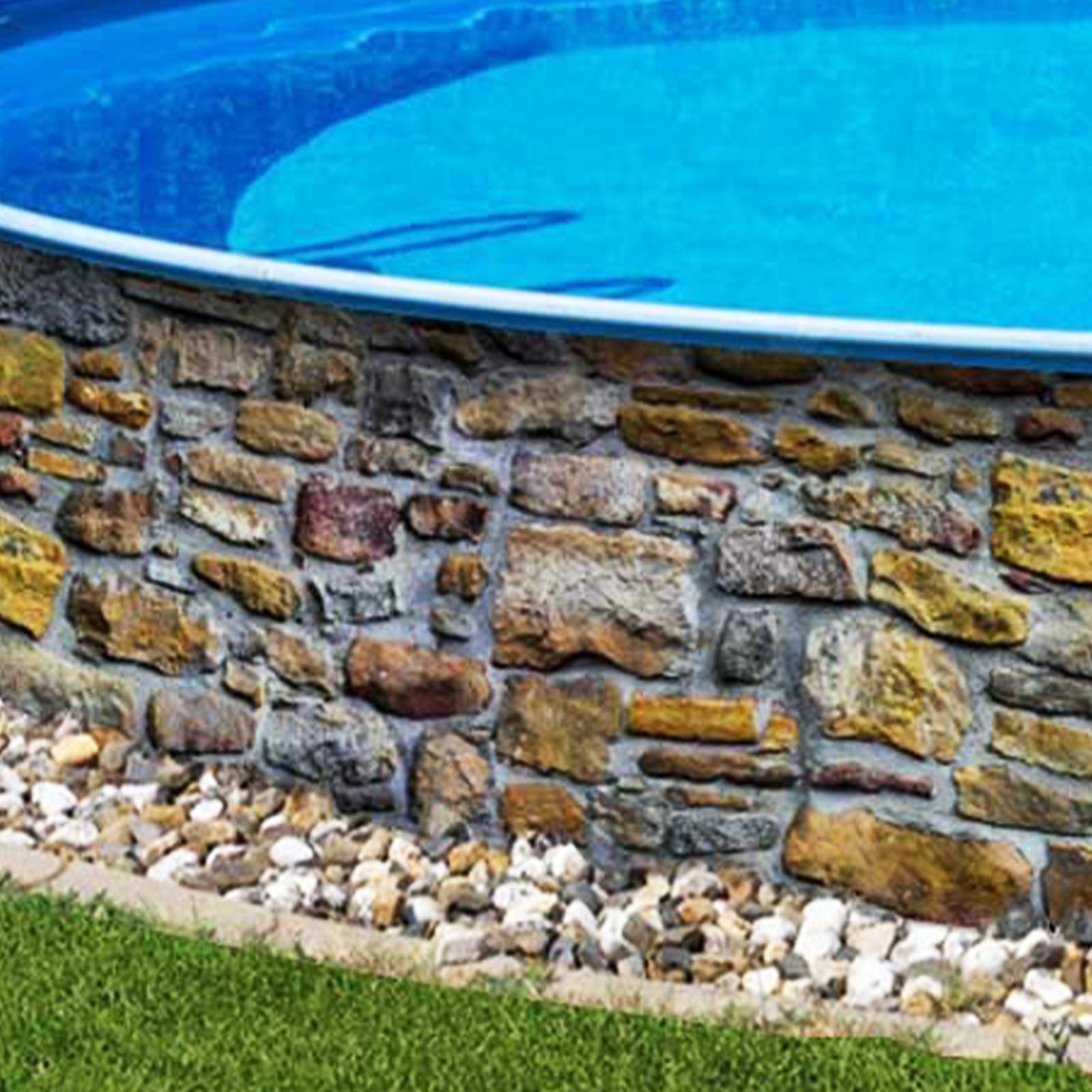 Bild Druck Poolumrandung Steinmauer "Normandie"