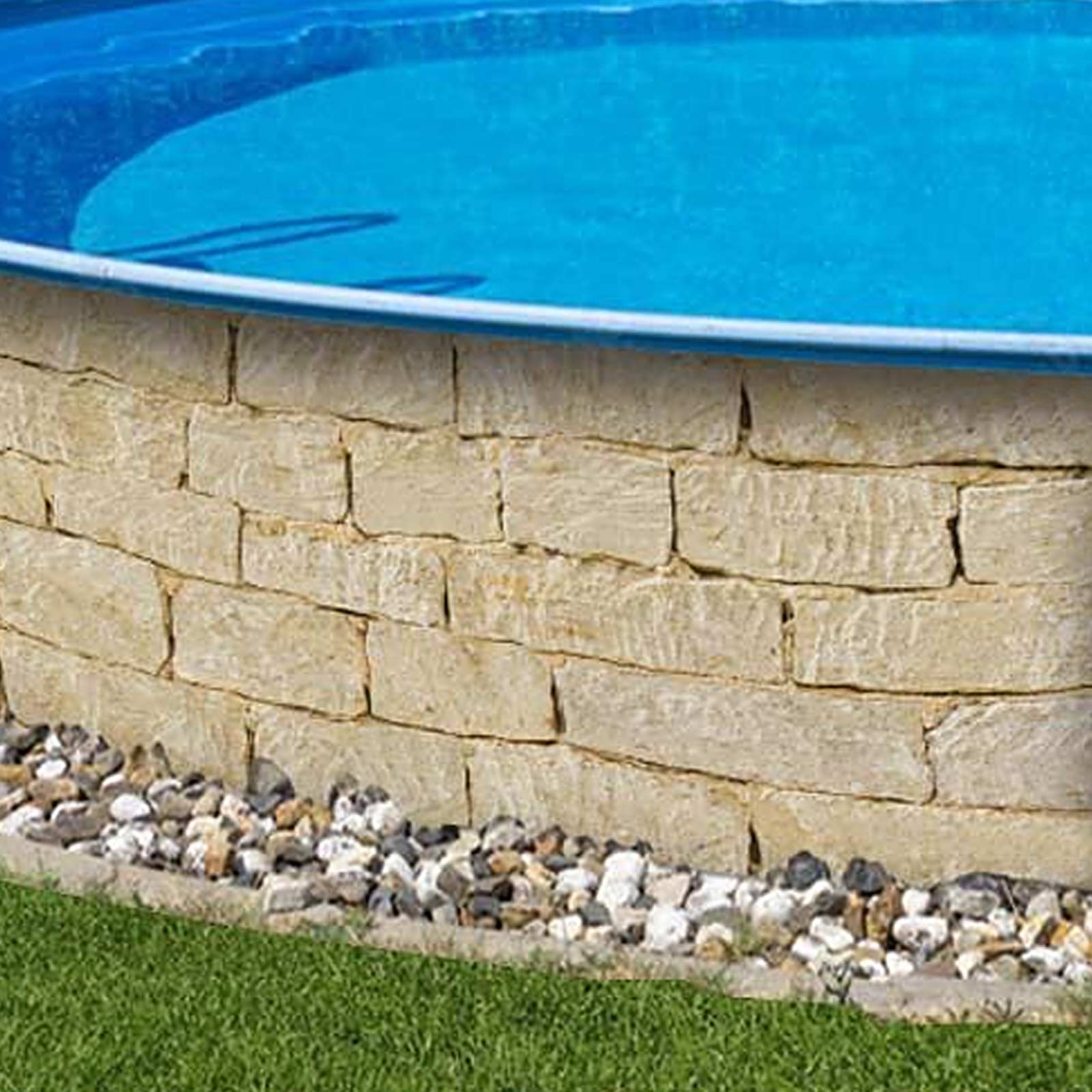 M-tec print® Qualitaet Poolumrandung "Sandsteinmauer"