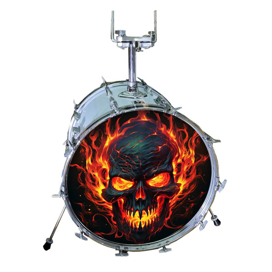 M-tec print® Bass Drum Fell - Fire Skull